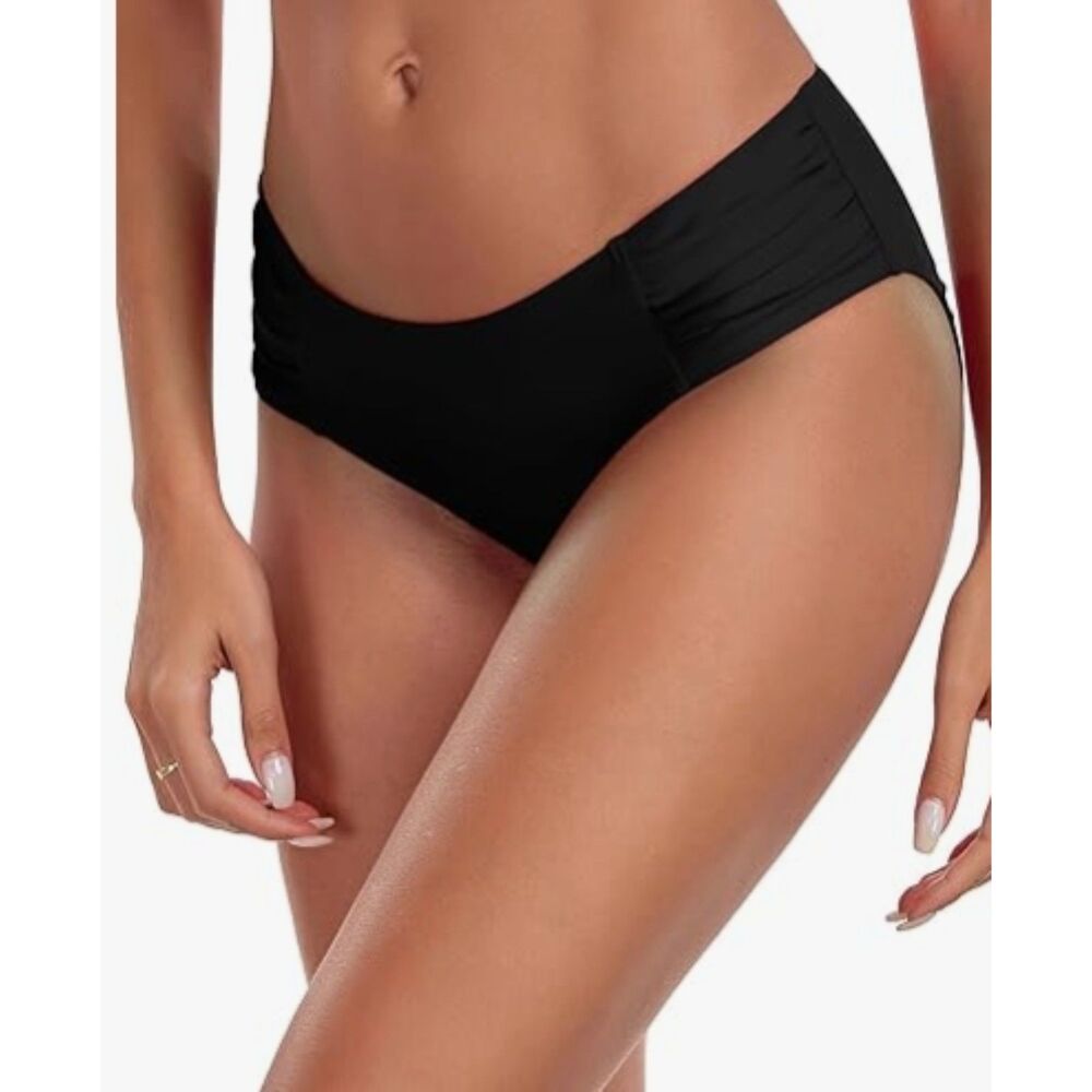 Ocean Blues Women's Ruched Sides Full Coverage Bikini Bottom- Medium